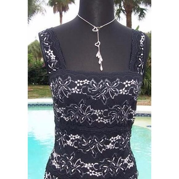 Cache Sheer Illusion Lace Mesh Cami Top New Black White Stretch NWT $98 - Picture 4 of 4